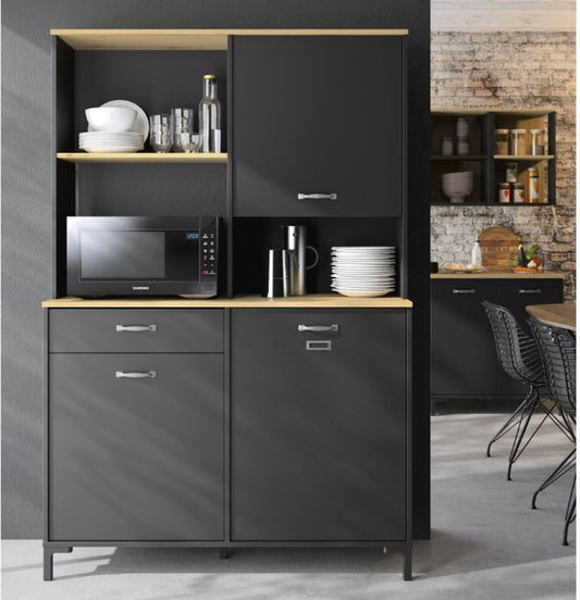 Opbergkast - keukenbuffet 120cm 1 lade 2 deuren  zwart