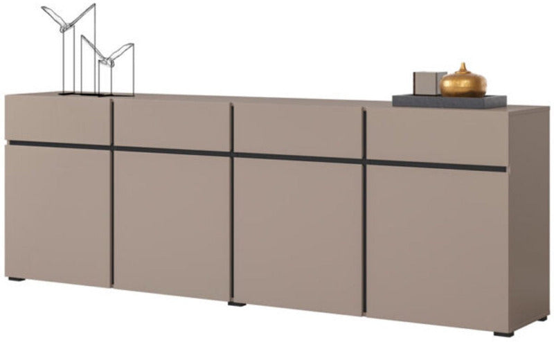 Dressoir Cain - Beige - Zwart - 225 cm