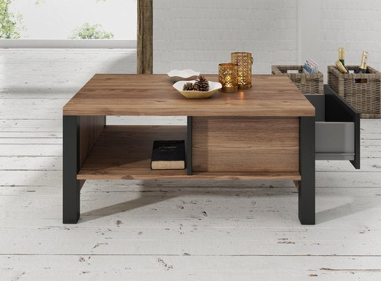 Salontafel Olivi - Zwart - Eiken - 90 cm