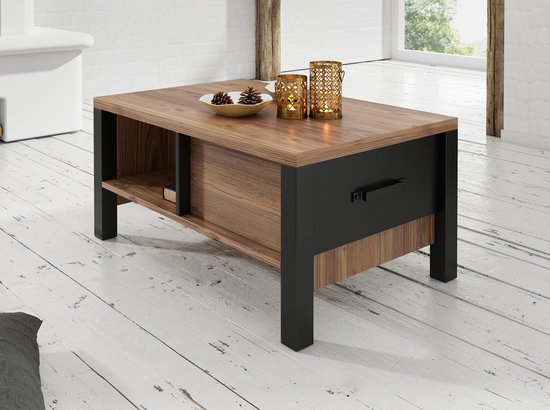 Salontafel Olivi - Zwart - Eiken - 90 cm