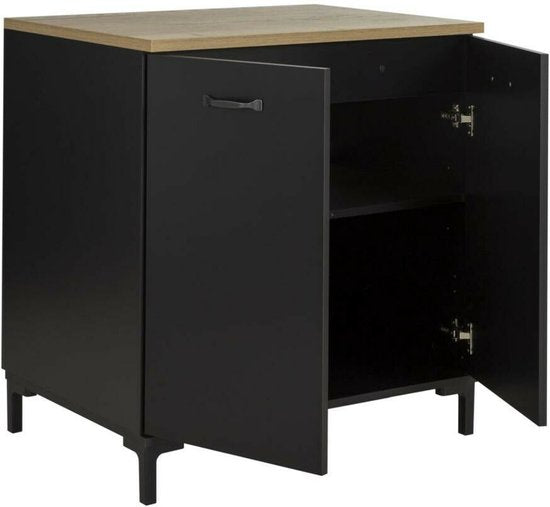 Keukenelement onderkast 2 deuren onder gootsteen - 60cm-  Zwart