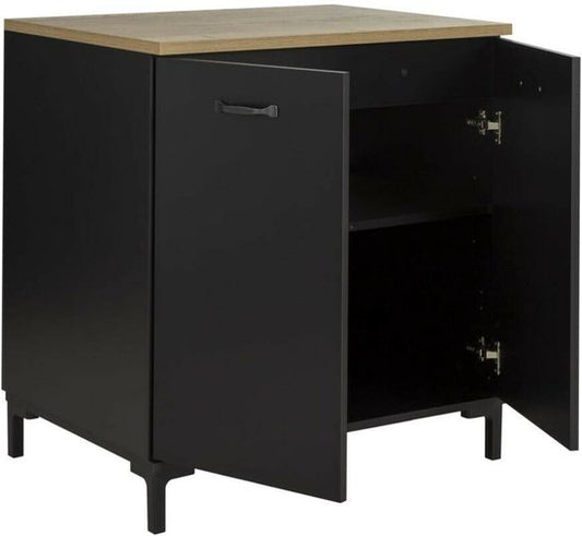 Keukenelement onderkast 2 deuren onder gootsteen - 60cm-  Zwart