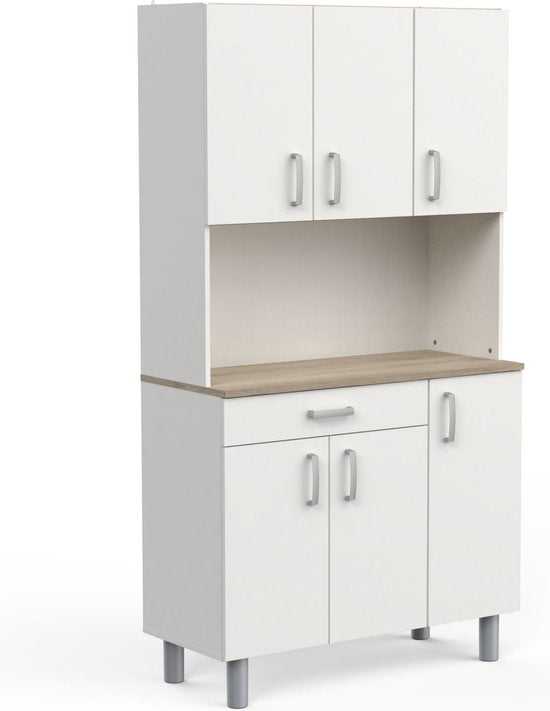 Keukenbuffet Trendy 6 deuren, 1 lade in witte melamine