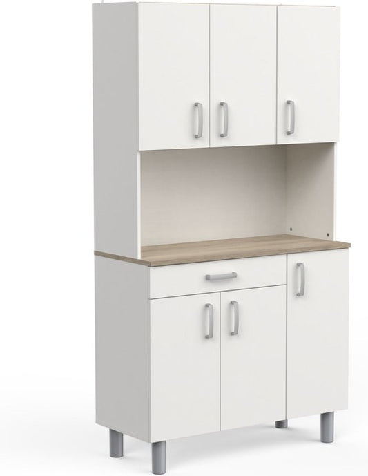 Keukenbuffet Trendy 6 deuren, 1 lade in witte melamine