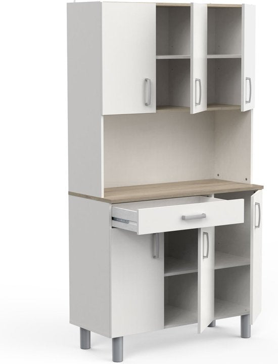 Keukenbuffet Trendy 6 deuren, 1 lade in witte melamine