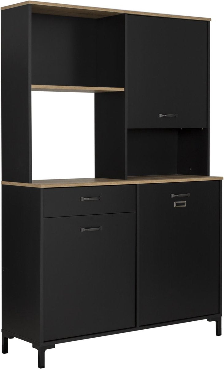 Opbergkast - keukenbuffet 120cm 1 lade 2 deuren  zwart
