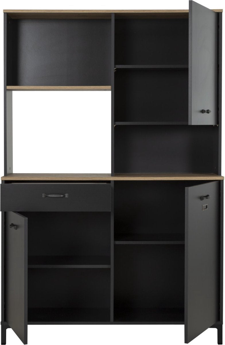 Opbergkast - keukenbuffet 120cm 1 lade 2 deuren  zwart
