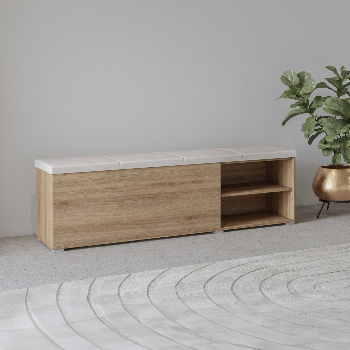 Commode 160 cm breed gestoffeerd in eiken Maxima