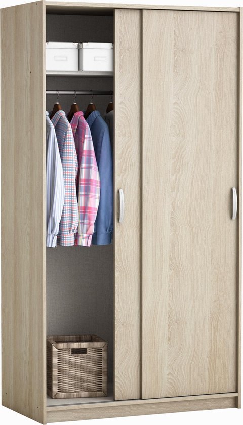 Kesta - Rolling Kledingkast met lichte schuifdeuren - Bruin