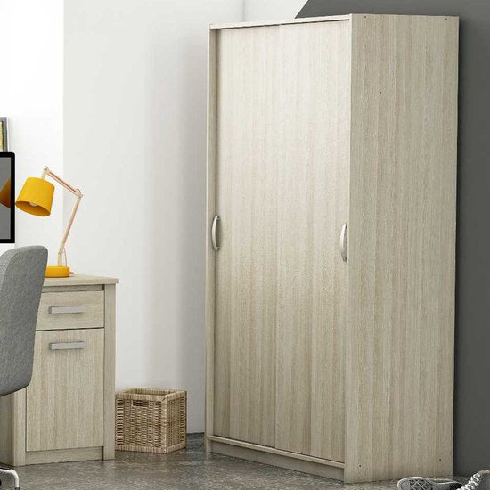 Kesta - Rolling Kledingkast met lichte schuifdeuren - Bruin