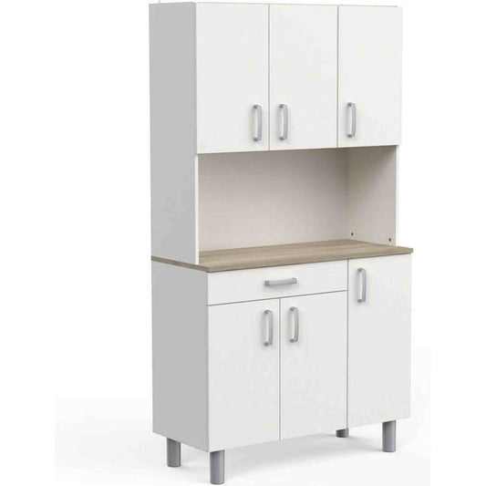 Keukenbuffet Trendy 6 deuren, 1 lade in witte melamine