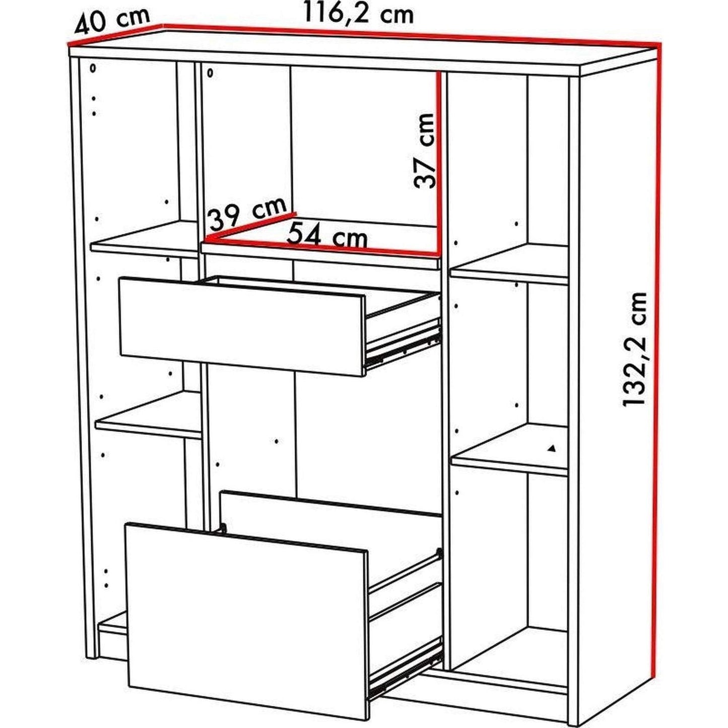 Keukenkast Range 116 cm breed wit met antraciet