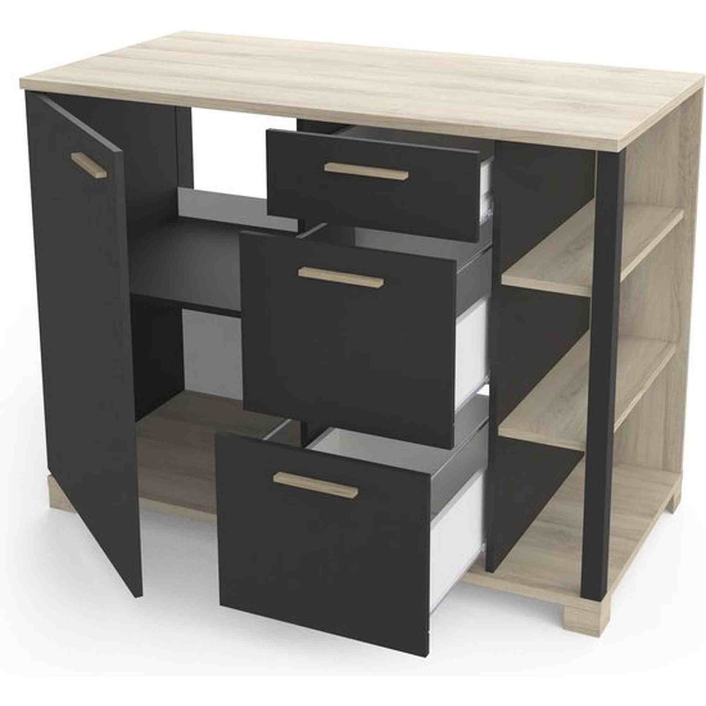 Keukenkast - onderkast Atelier 120cm keukenelement met 1 deur en 3 laden