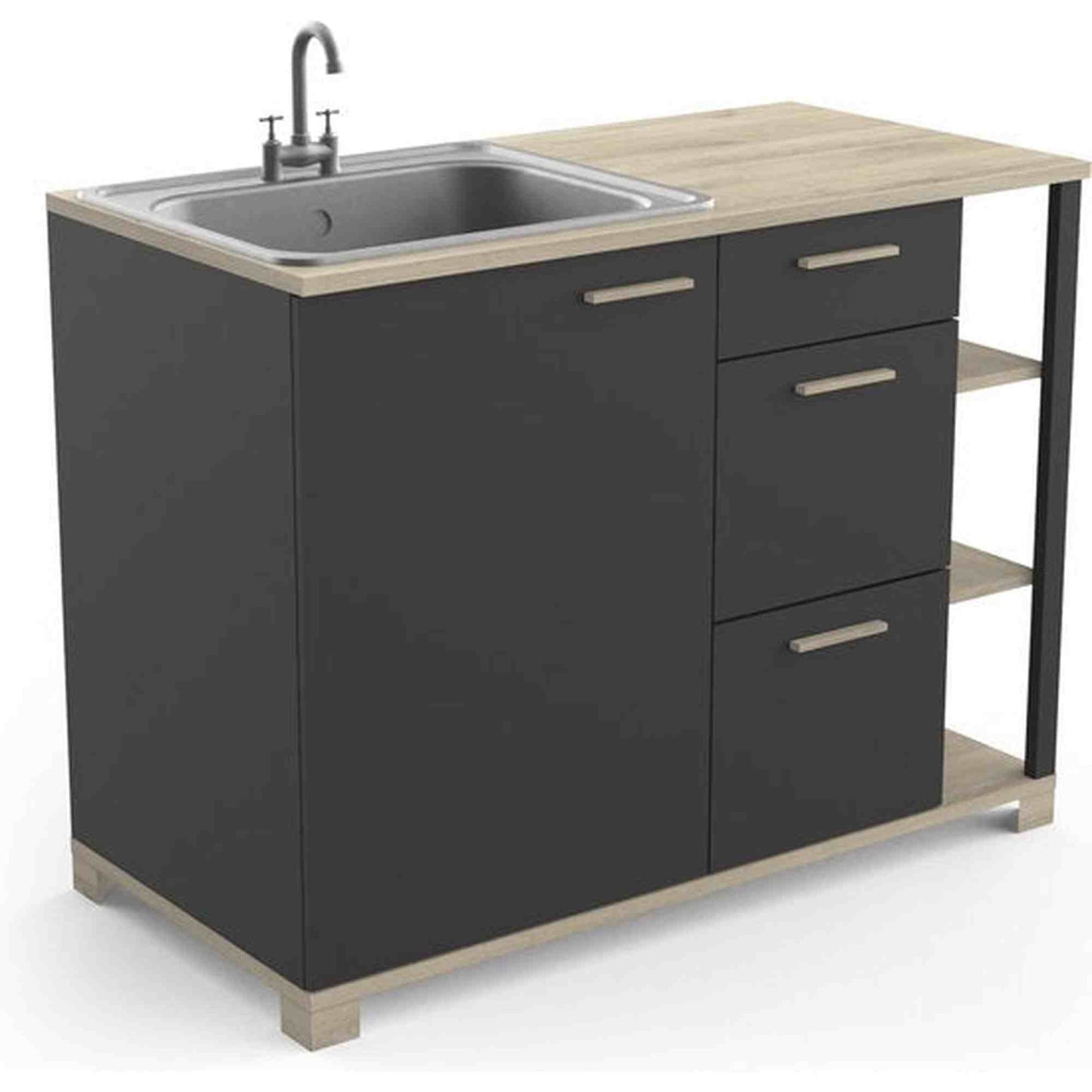 Keukenkast - onderkast Atelier 120cm keukenelement met 1 deur en 3 laden