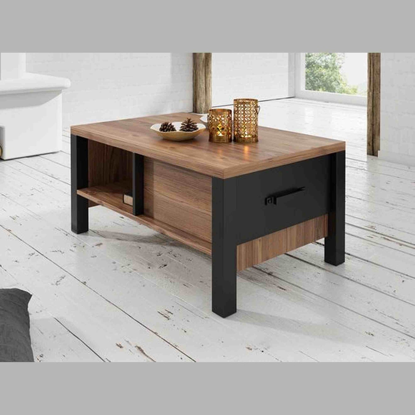 Salontafel Olivi - Zwart - Eiken - 90 cm