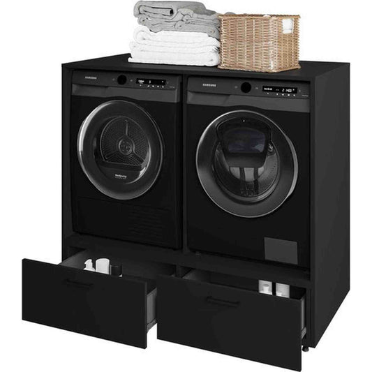 Wasmachine en droger ombouw - Met lade - Zwart