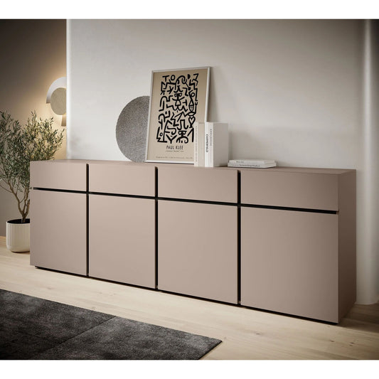 Dressoir Cain - Beige - Zwart - 225 cm